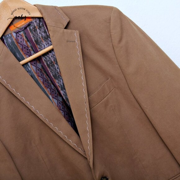 NWOT Tallia Embroidered Blazer Tan Men 40 - Picture 6 of 14